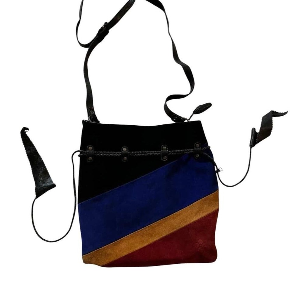 Patricia Nash Black suede crossbody bag with adjustable straps